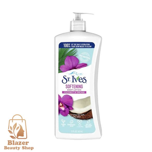 لوسیون بدن ST. Ives مدل Softening حاوی عصاره گل ارکیده و نارگیل حجم 621 میل