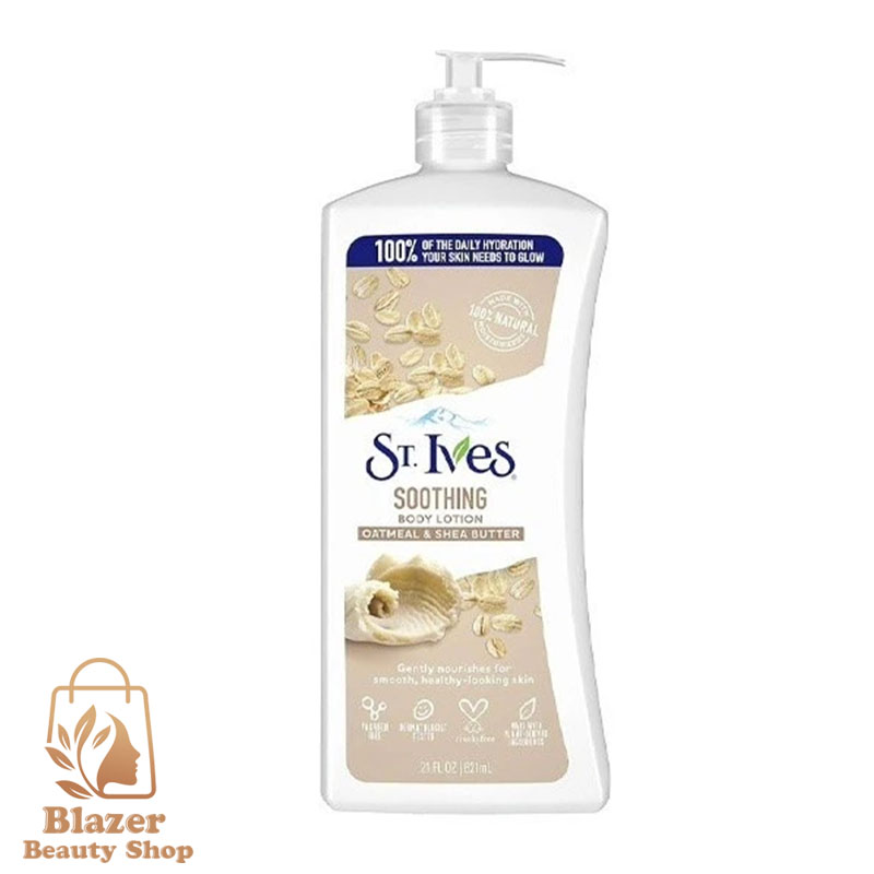 لوسیون بدن St.Ives مدل Soothing Apaisante حجم ۶۲۱ میلی لیتر حاوی شی باتر و جو دوسر